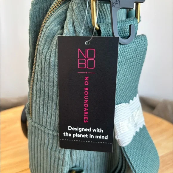 No Boundaries Teal Green Corduroy Sling Back Bag, NWT - Picture 7 of 8